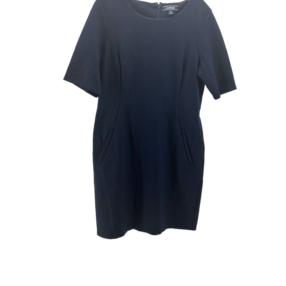 Lands' End Navy Blue Business Professional Midi Dress